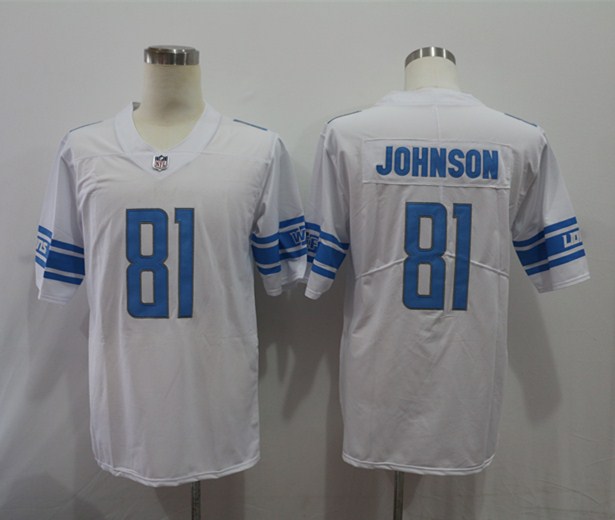 Men's Detroit Lions Calvin Johnson #81 White Jersey